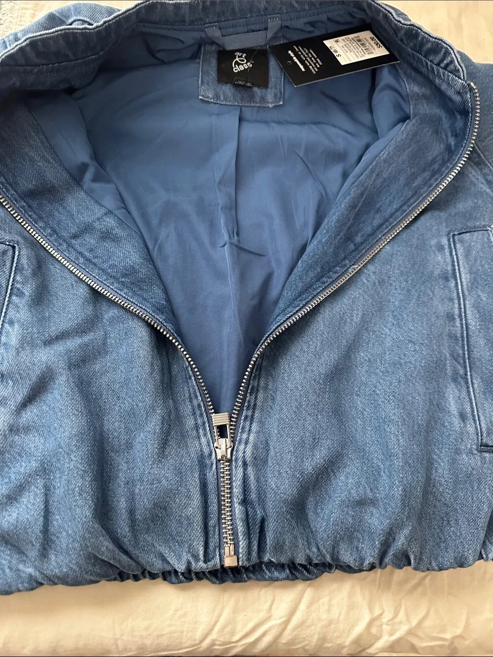 art class Blue Denim- Zip up Bomber Jacket with pockets for Kids Sz S 6/7 NWT